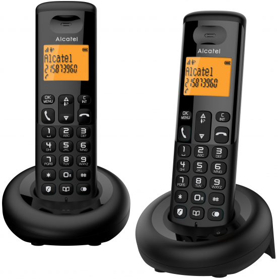 Teléfono inalámbrico Dect Alcatel E160 DUO, con bloqueo de llamadas, negro